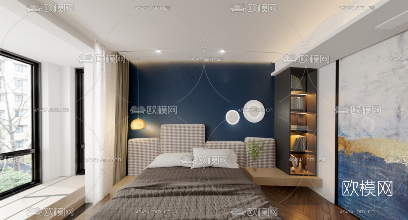 日式简约卧室vr全景3d模型