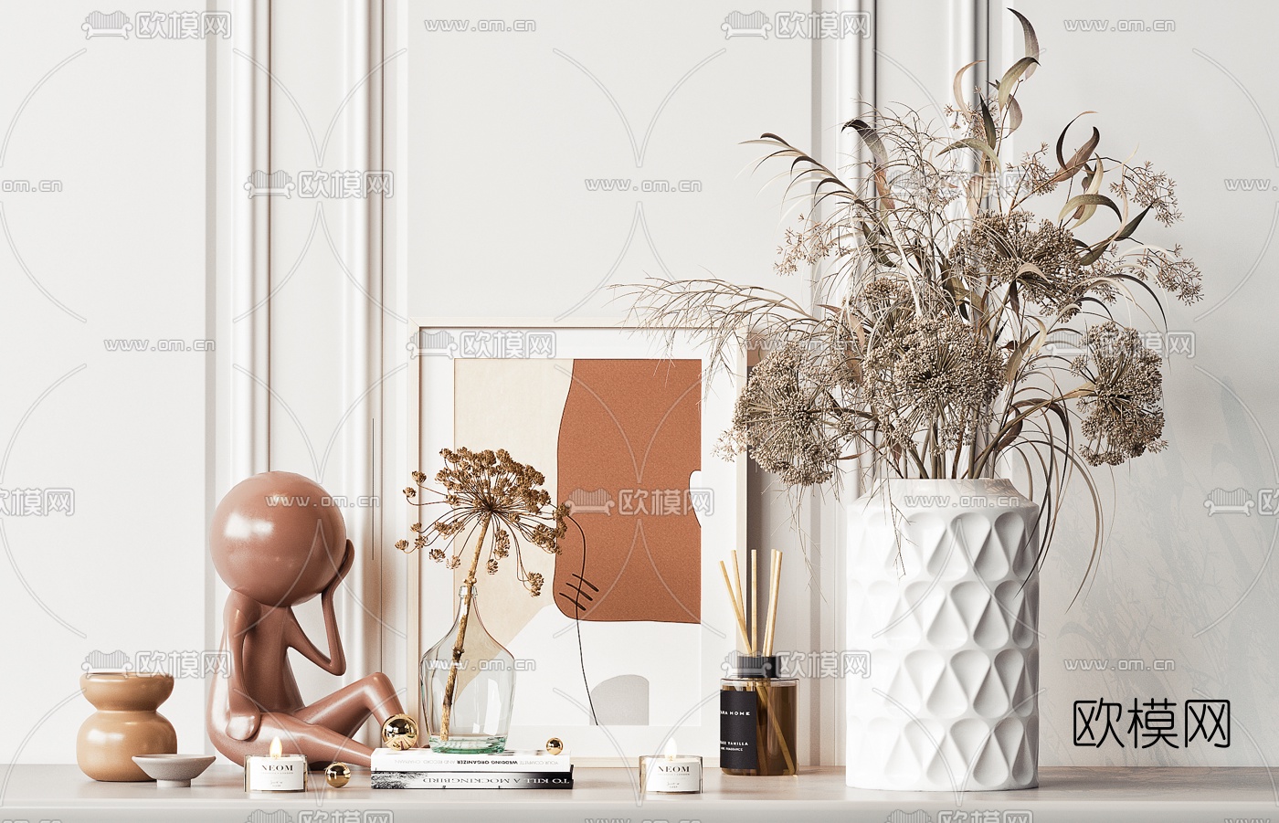 现代花瓶花艺饰品摆件组合3d模型