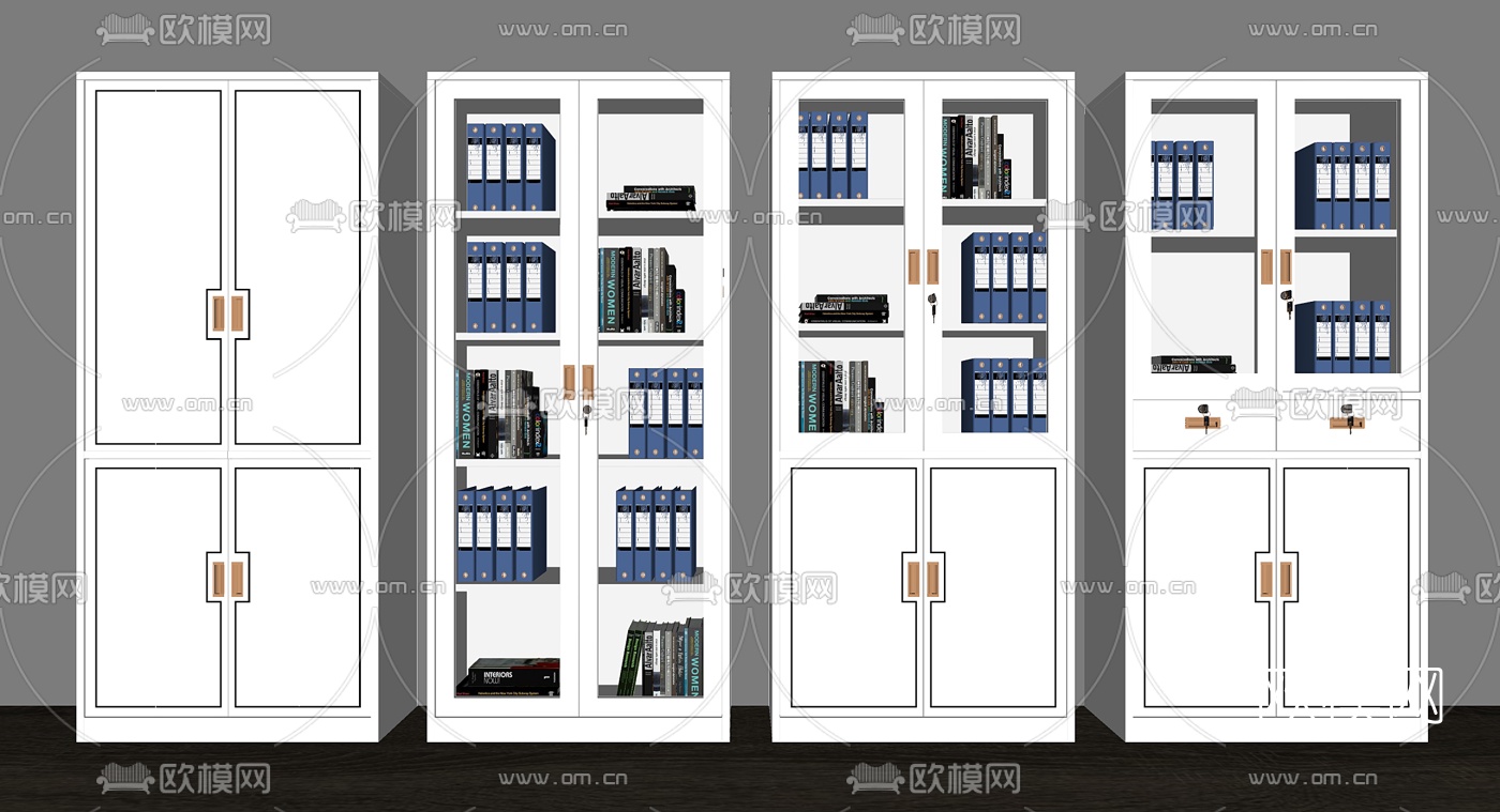 新中式办公文件柜su模型下载（渲染图2）