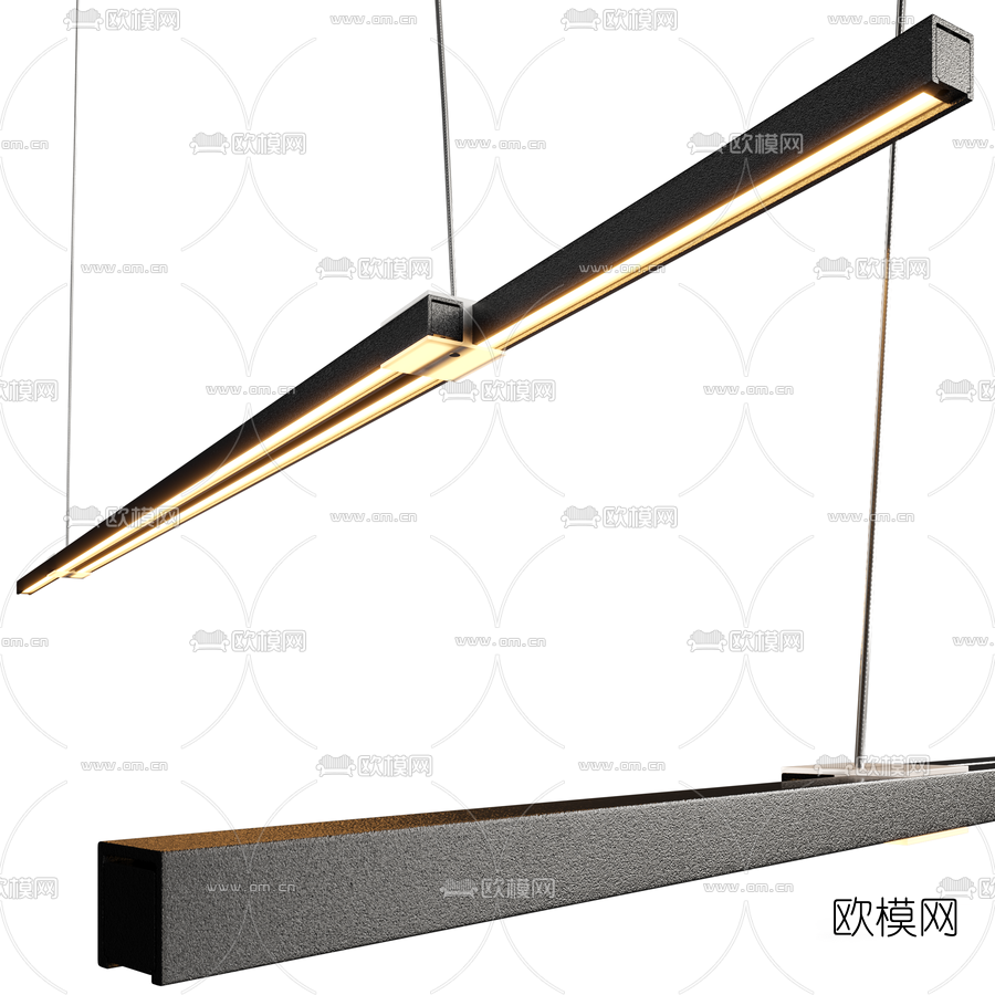现代条形办公吊灯3d模型