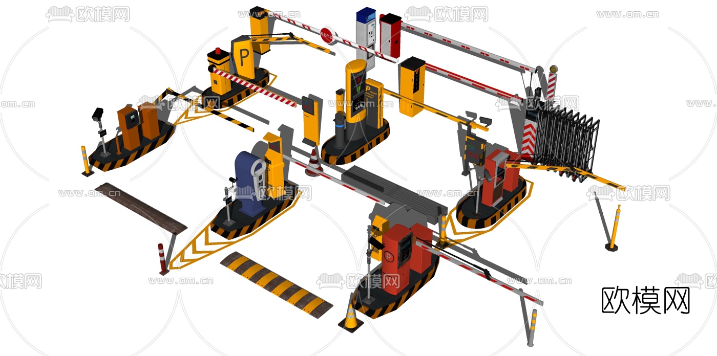 现代收费杆闸机道闸su模型下载