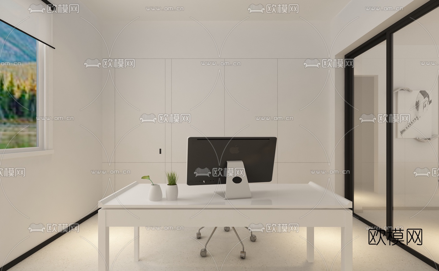 现代办公室免费3d模型下载（渲染图3）