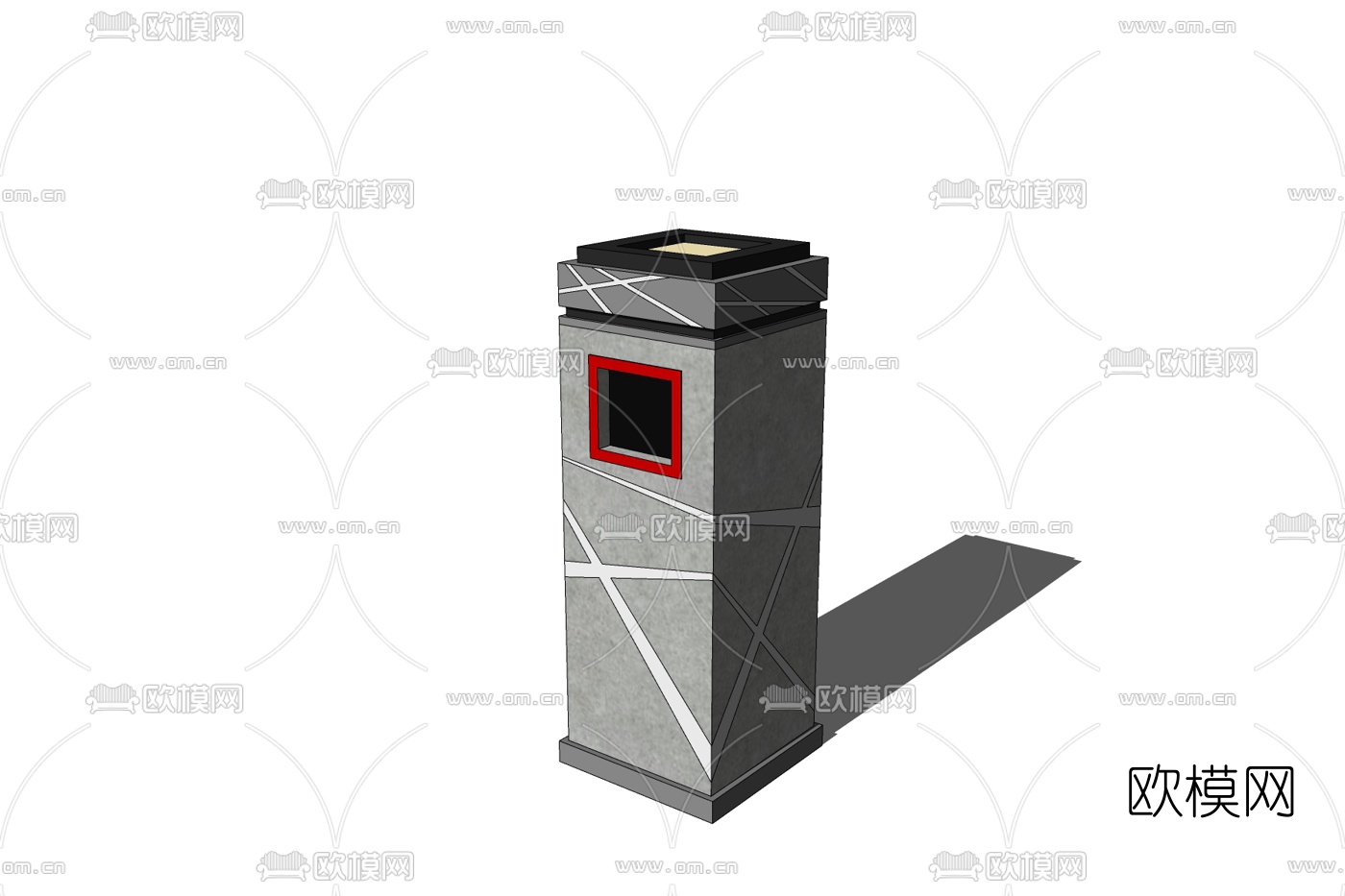 新中式户外垃圾桶免费su模型下载