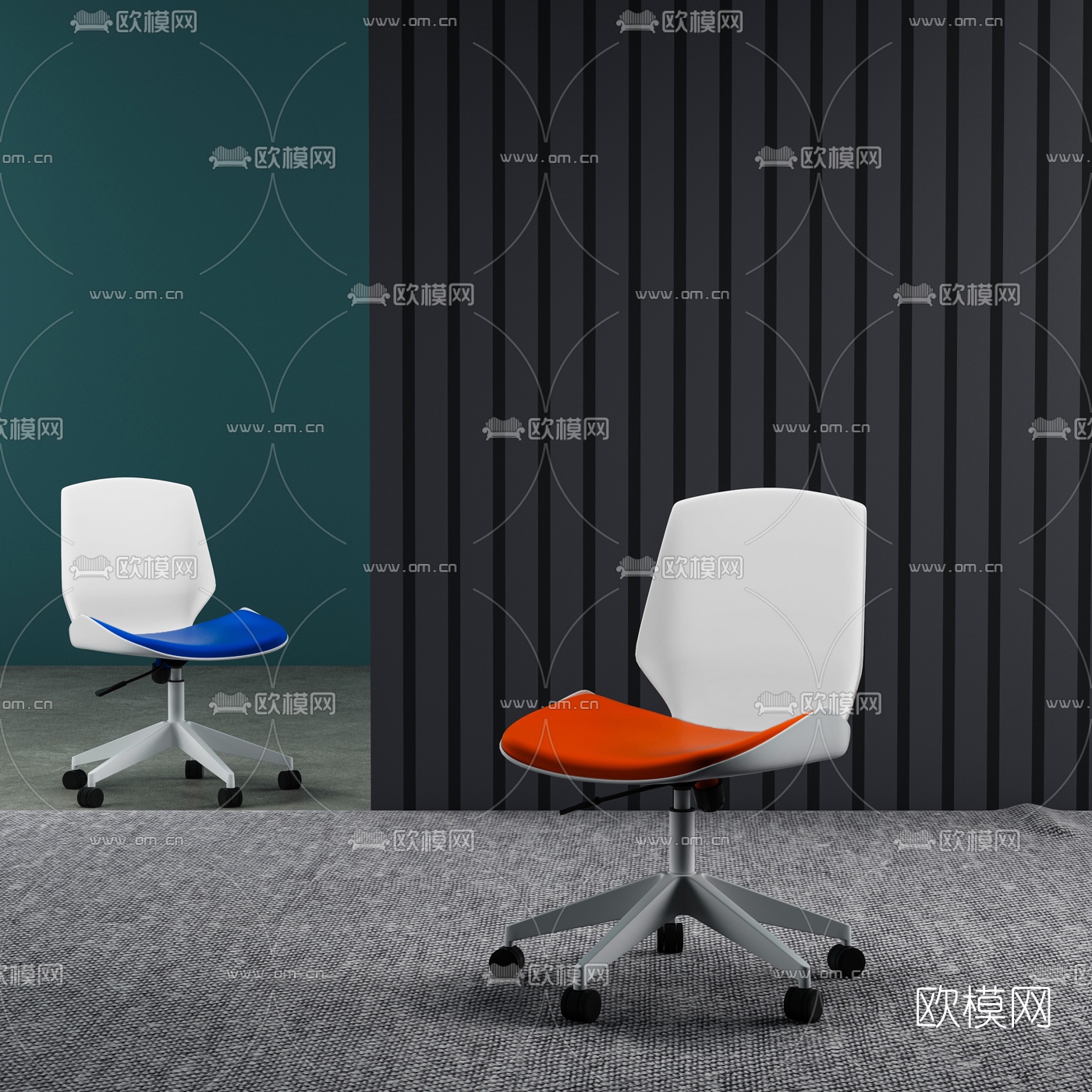 现代职员椅办公椅免费3d模型下载