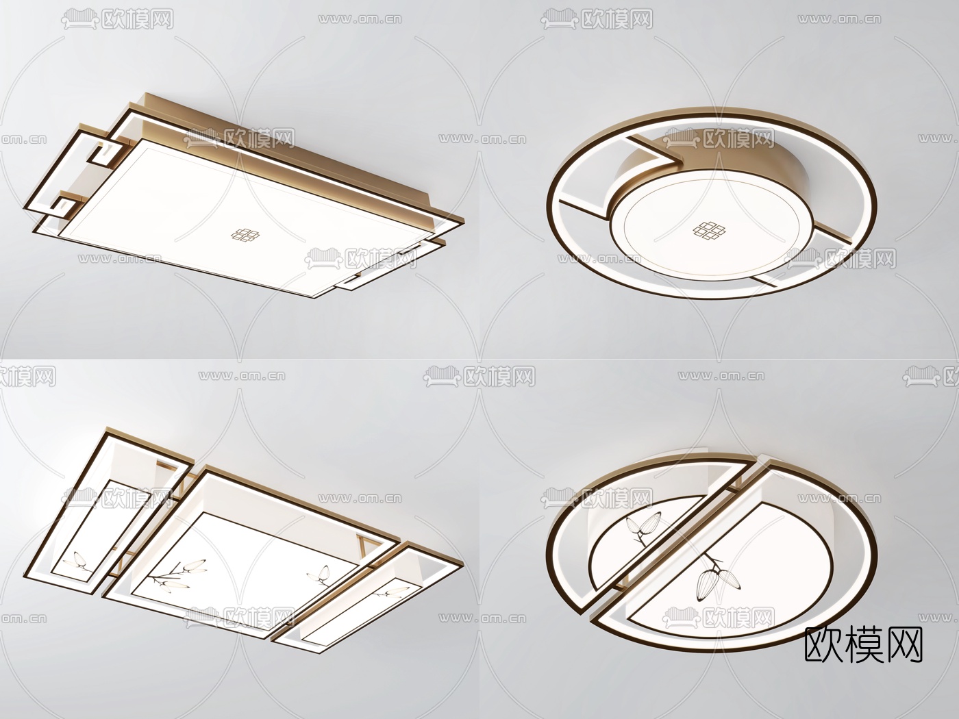 新中式吸顶灯3d模型下载