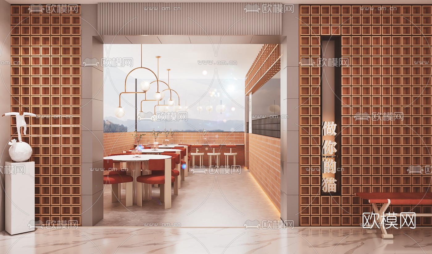 现代快餐店3d模型下载