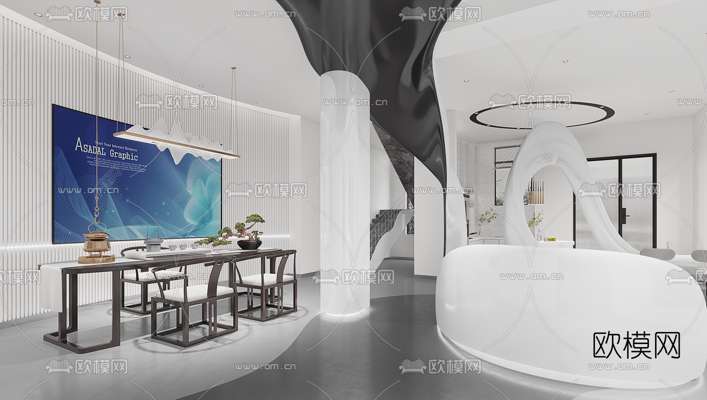 现代家居展厅茶室3d模型