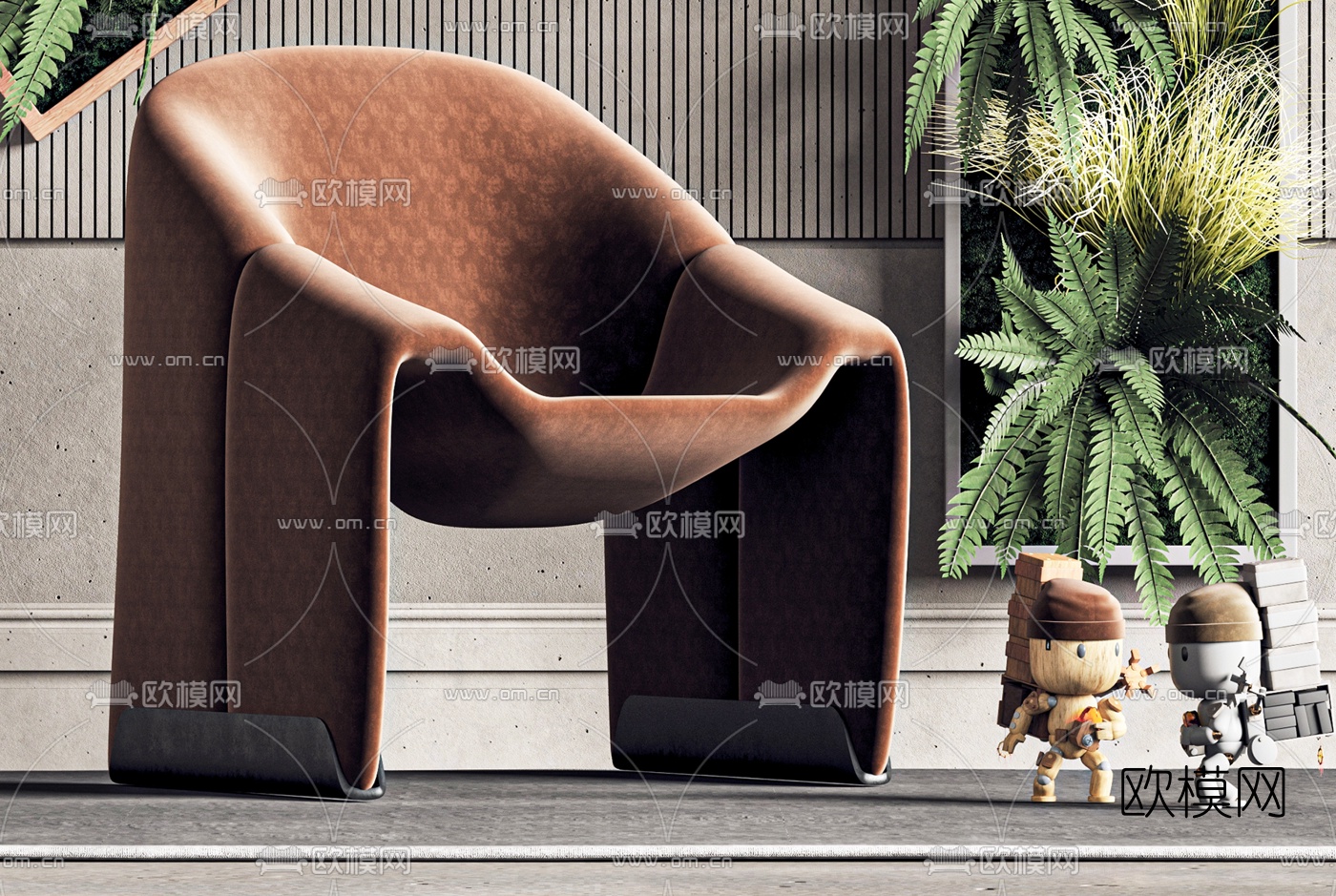 现代靠背休闲椅3d模型