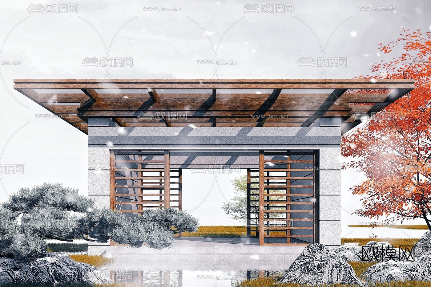 新中式凉亭景观亭3d模型