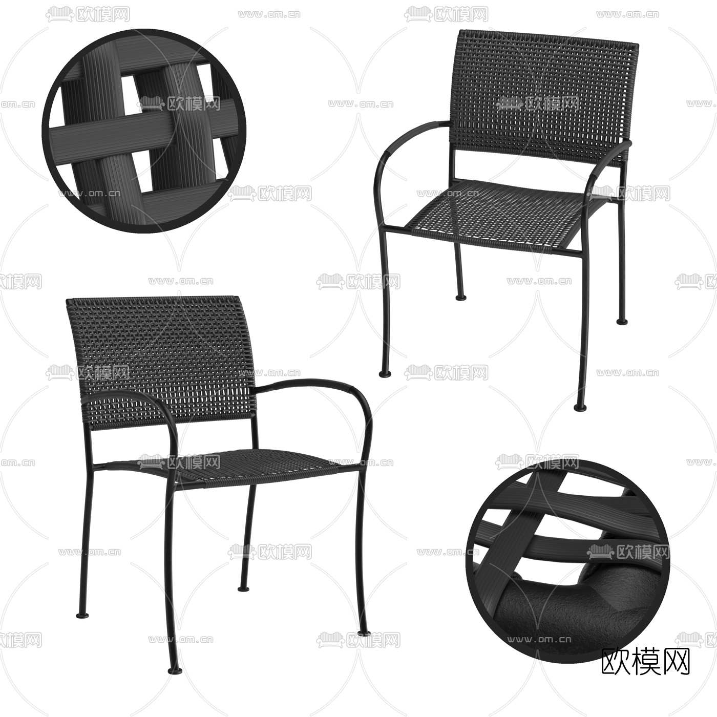 现代绳编户外椅3d模型下载