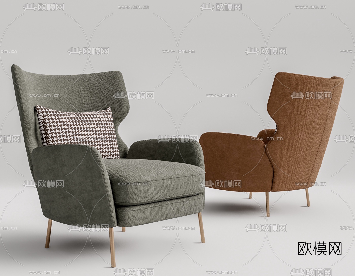 现代布艺休闲椅su模型下载（渲染图1）