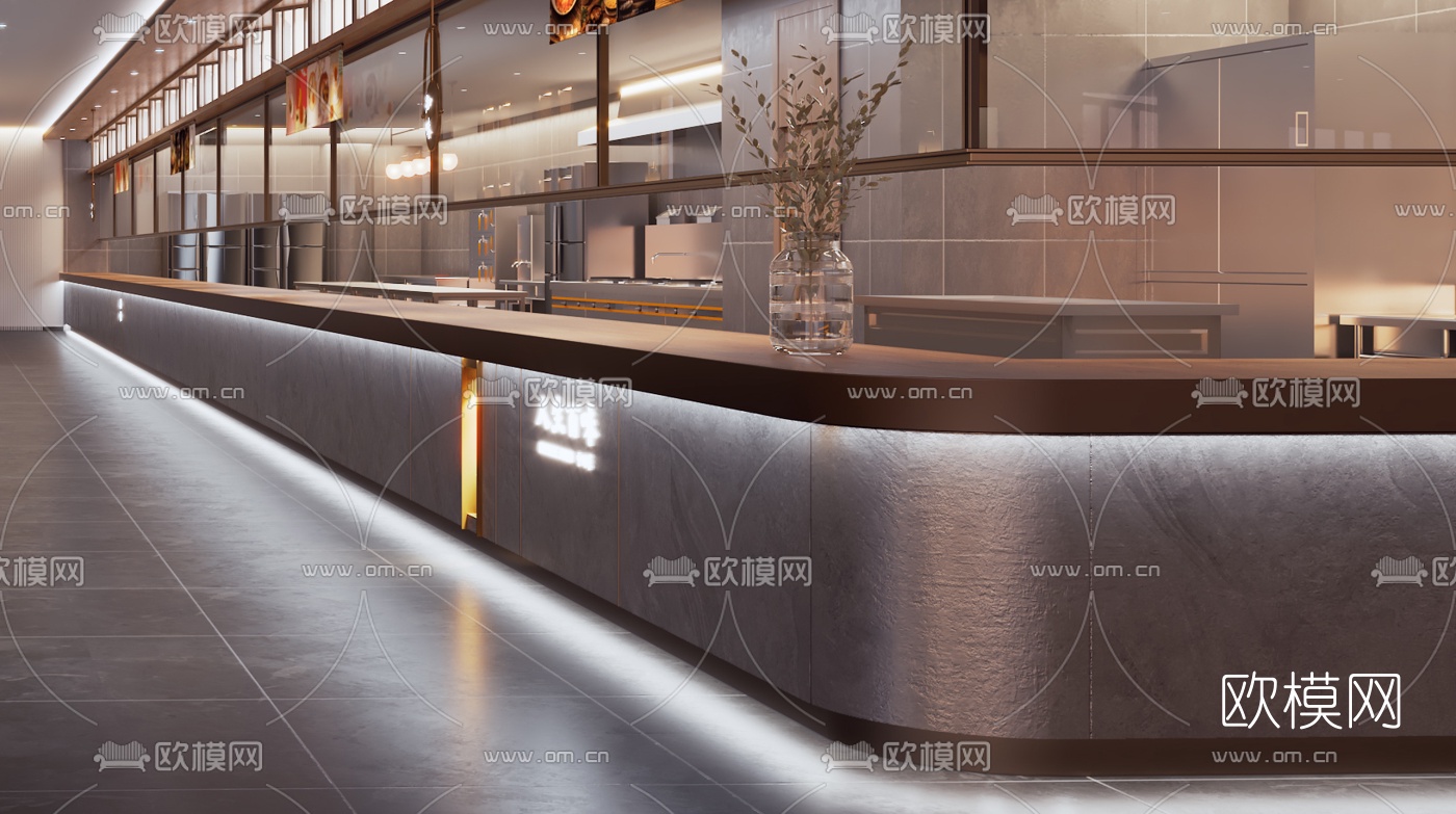 新中式轻奢茶餐厅3d模型