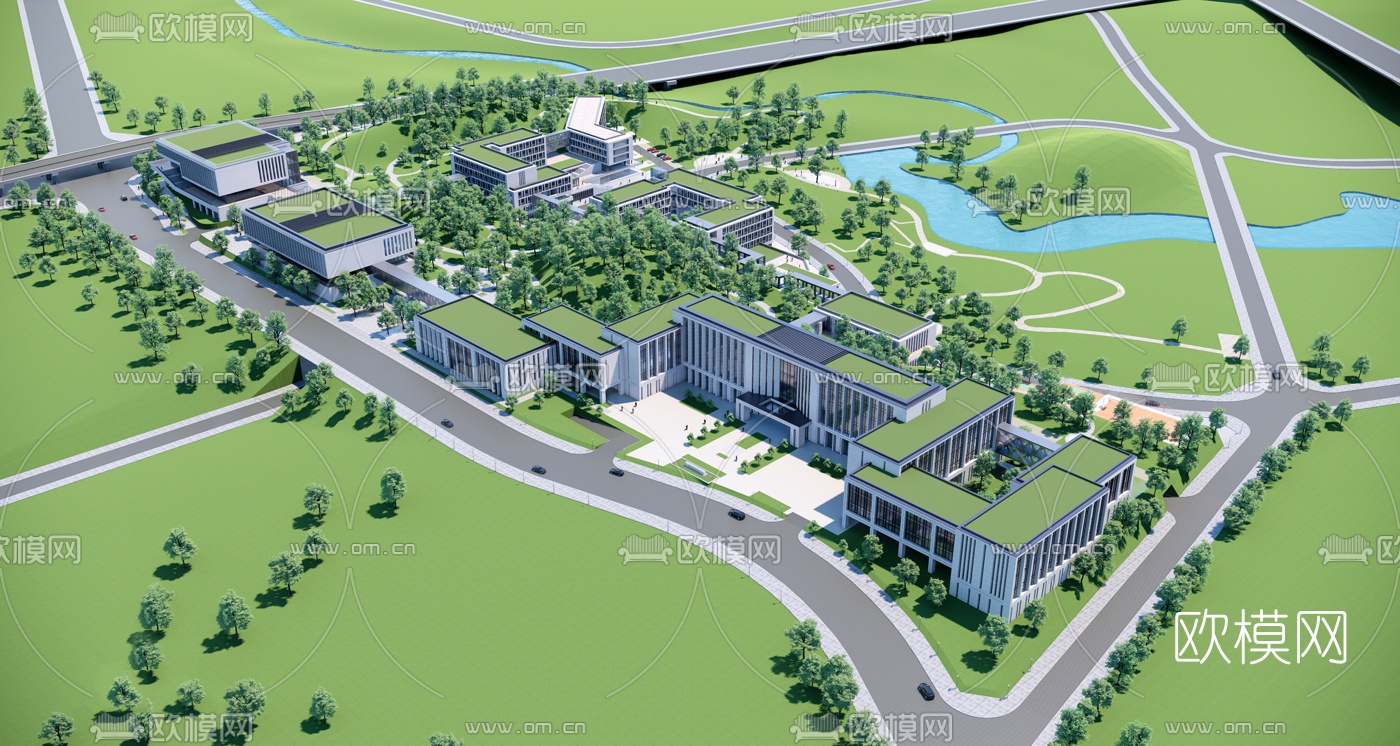 现代党校建筑su模型