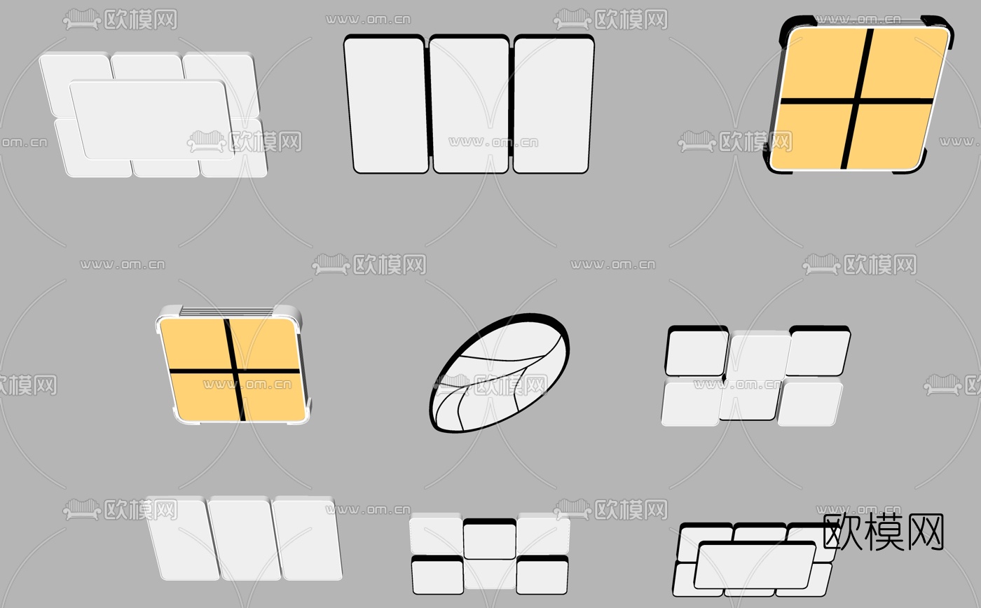 现代方形吸顶灯su模型下载