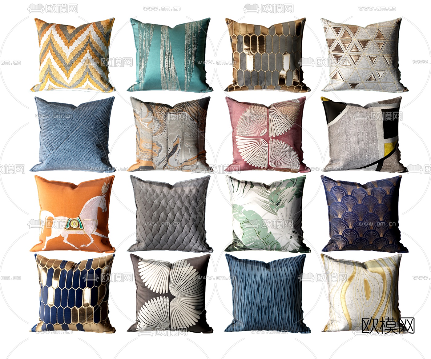 现代布艺抱枕3d模型下载