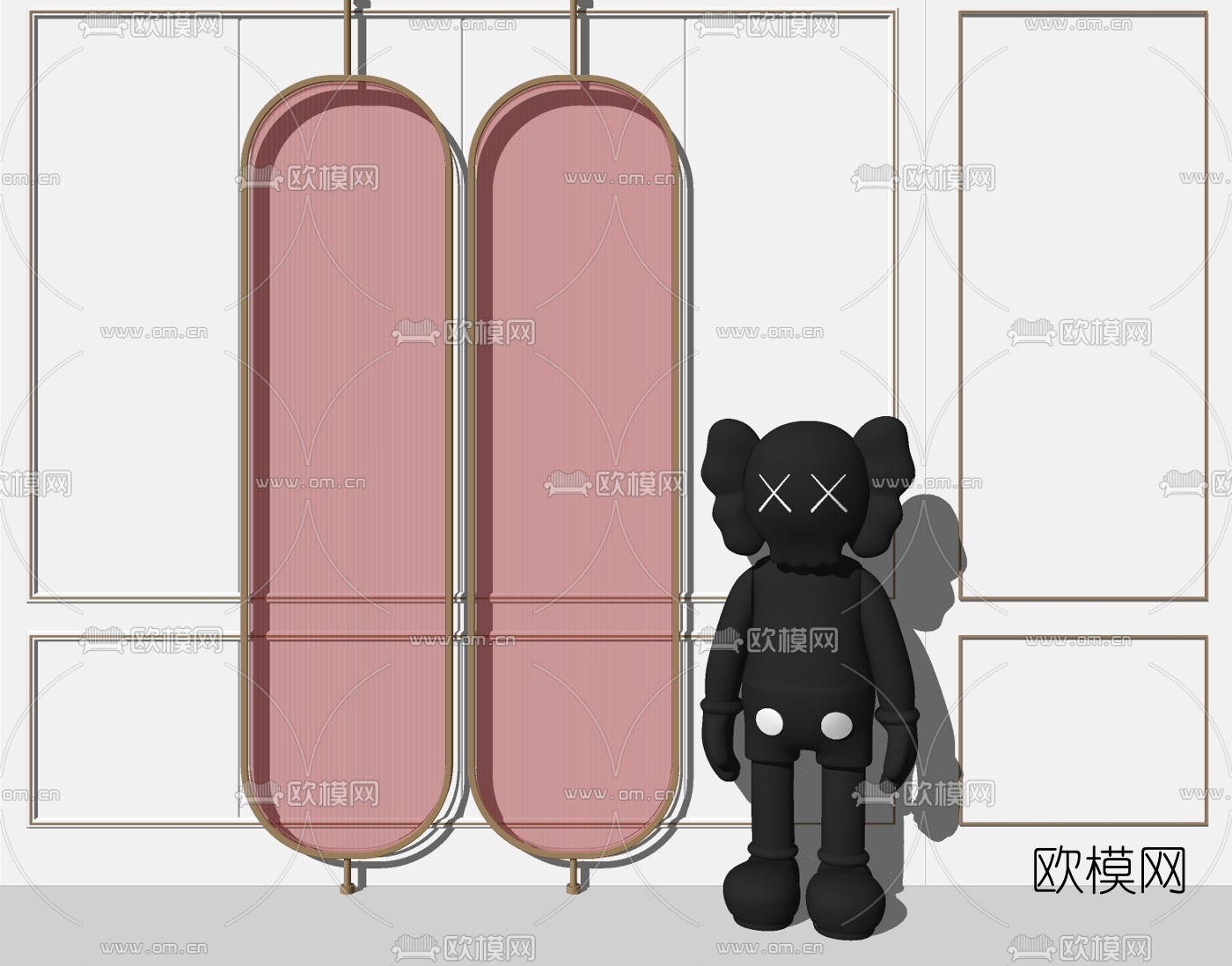 现代玻璃屏风su模型下载