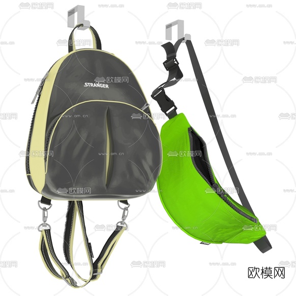 现代背包腰包3d模型下载(渲染图1)
