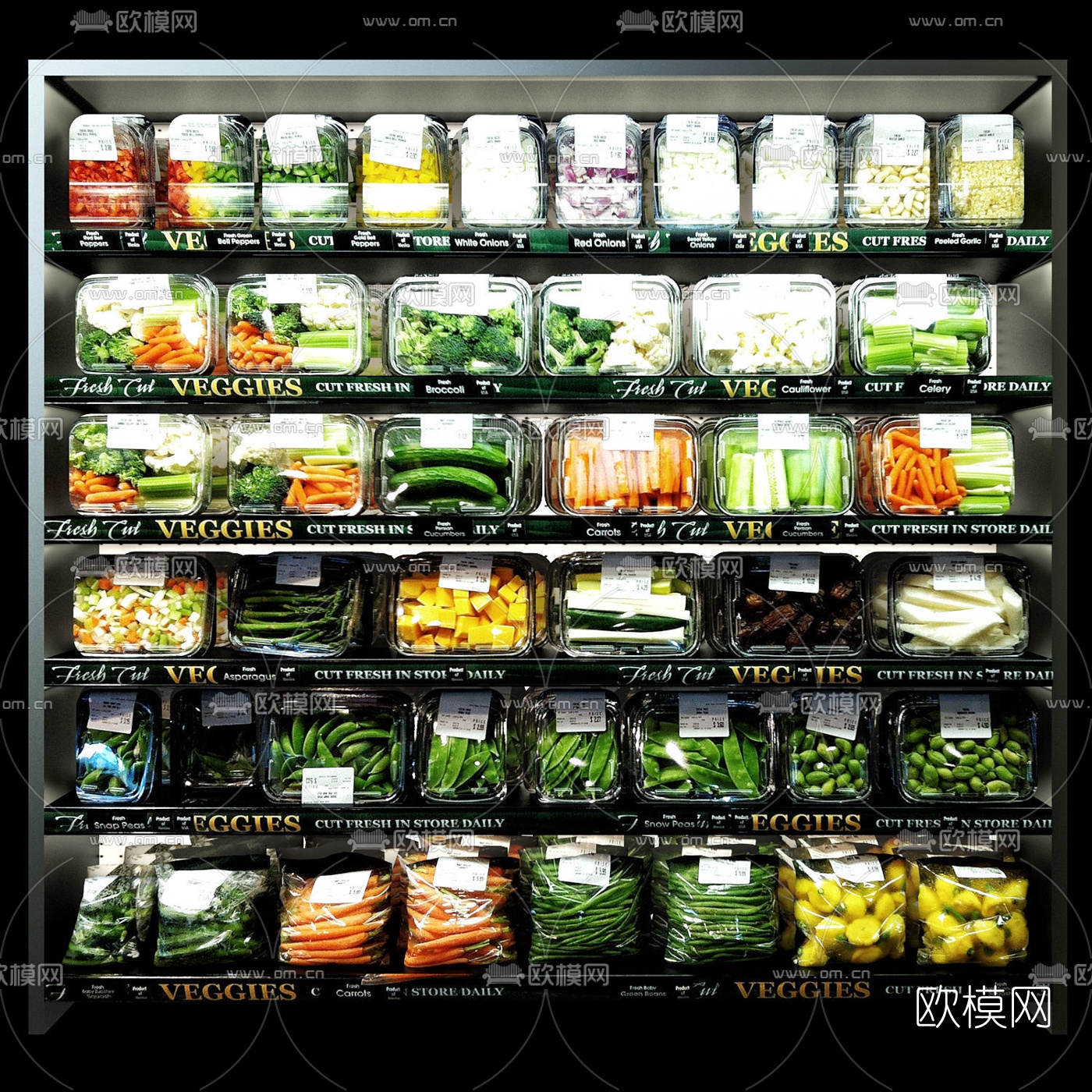 现代超市果蔬货架3d模型