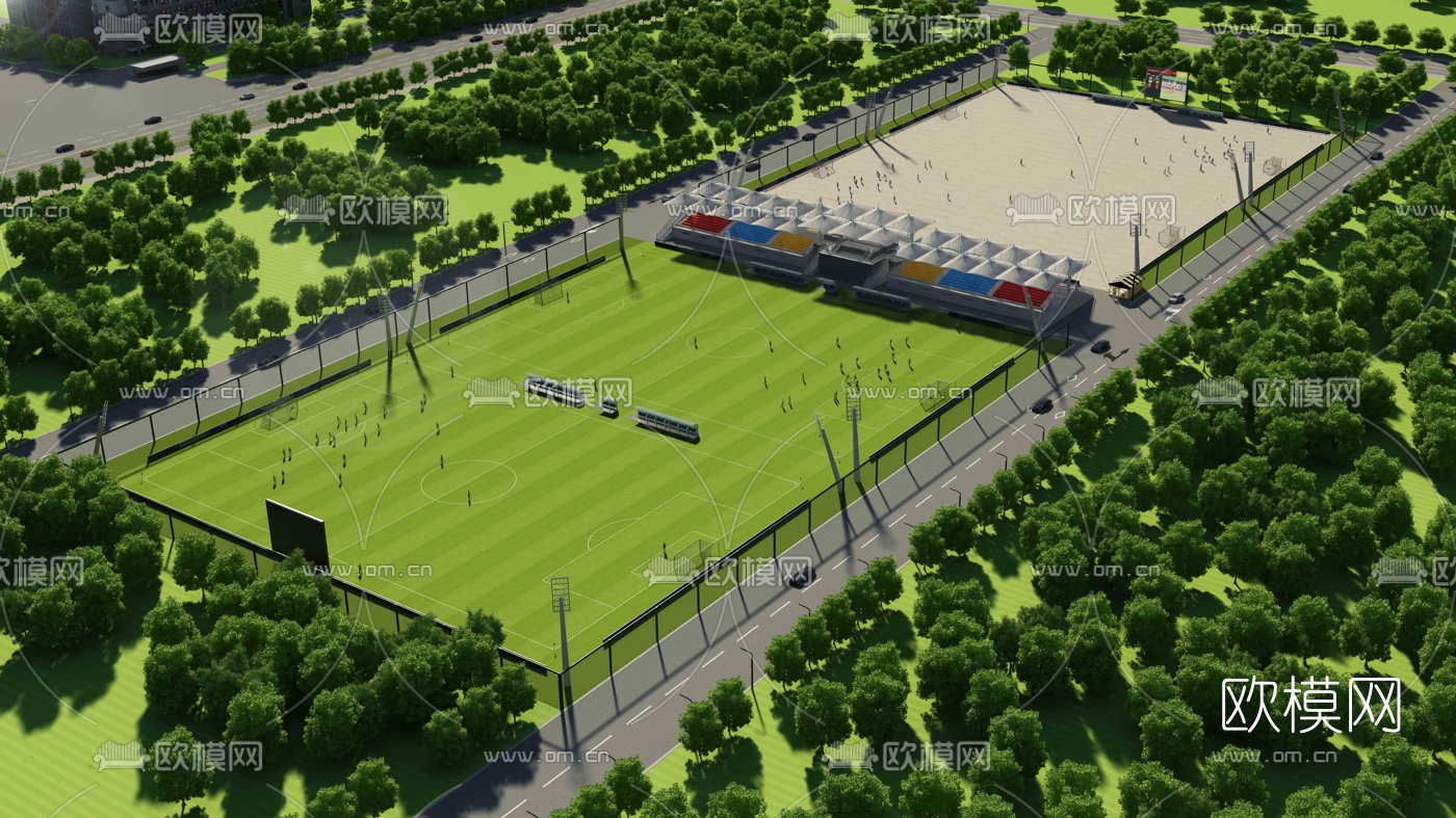 现代足球场3d模型下载（渲染图1）