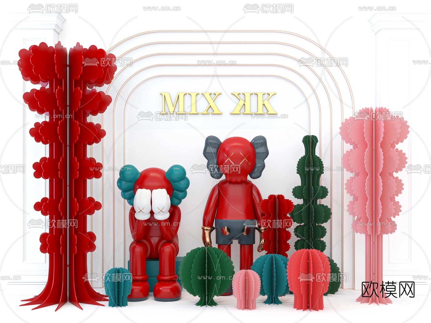 现代KAWS装饰美陈3d模型下载