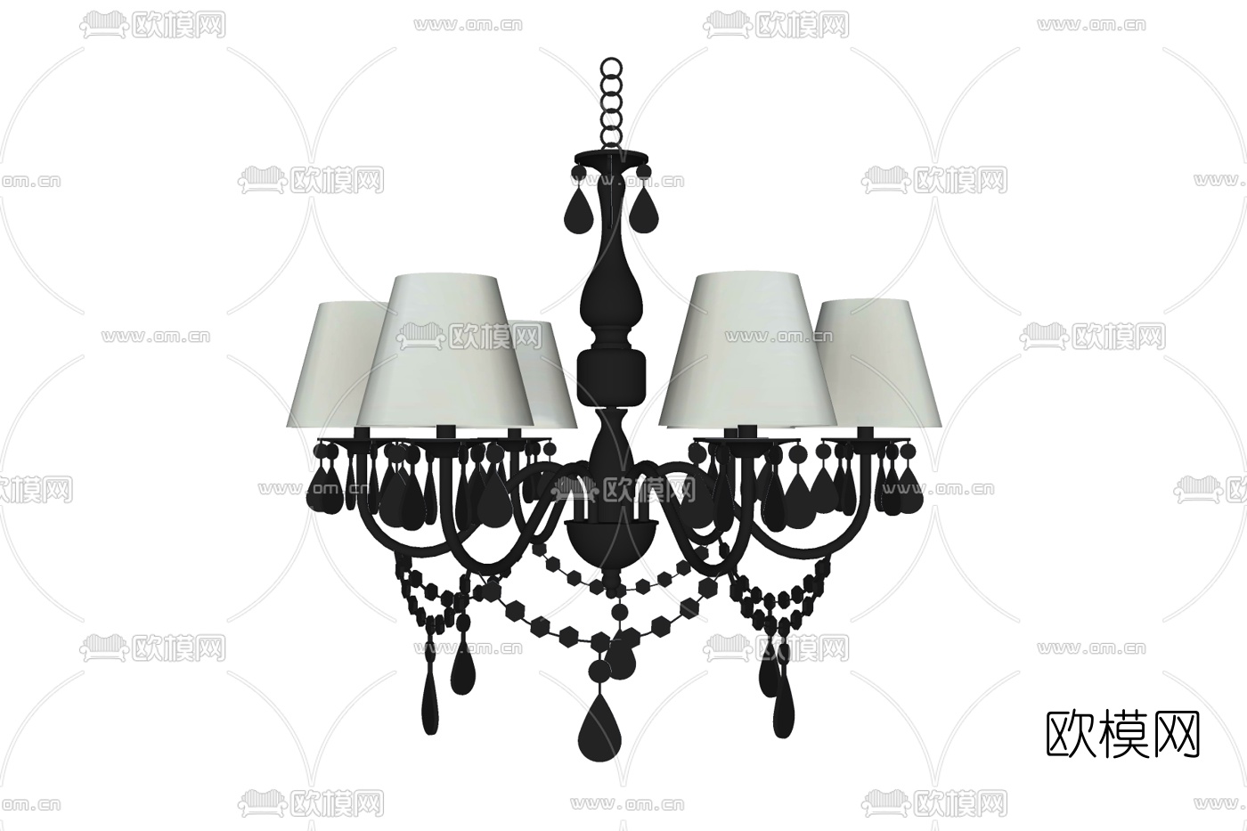 欧式金属多头吊灯su模型下载