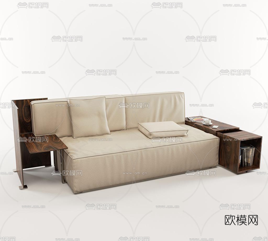 现代皮革双人沙发免费3d模型下载