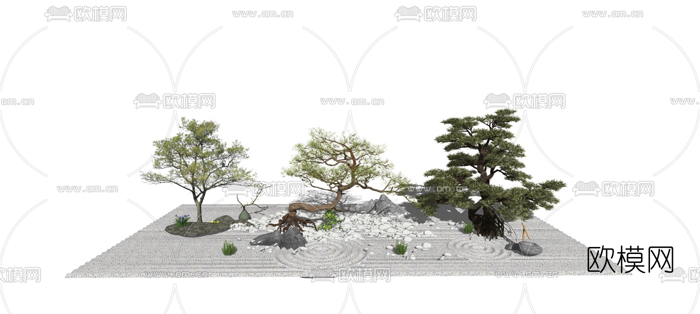 现代景观树su模型下载（渲染图2）