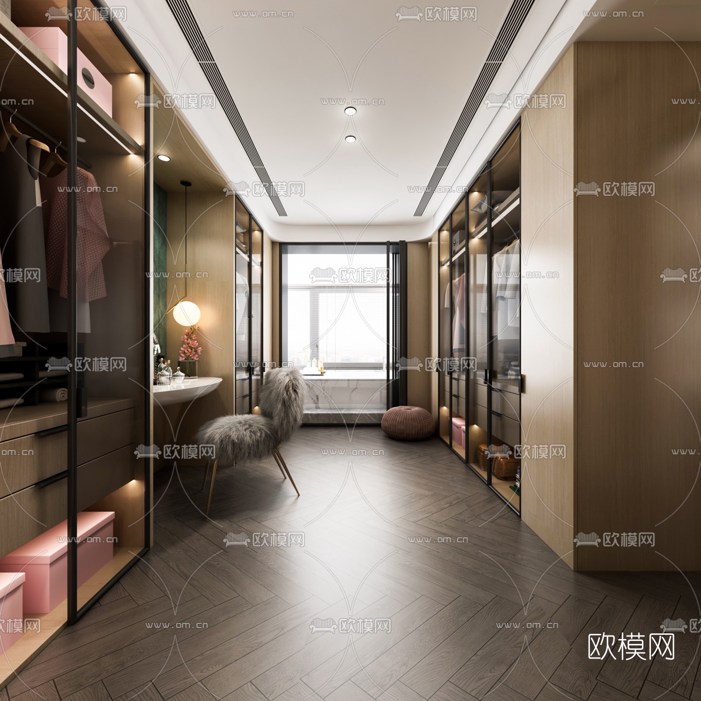 现代轻奢衣帽间3d模型