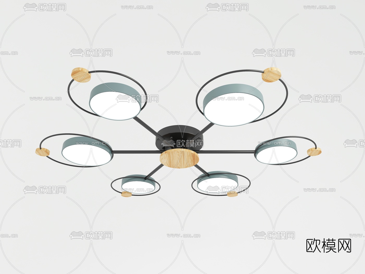 北欧多头吸顶灯3d模型下载（渲染图3）