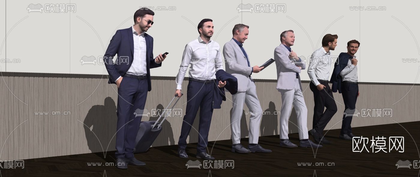 现代商务男士人物su模型下载（渲染图2）