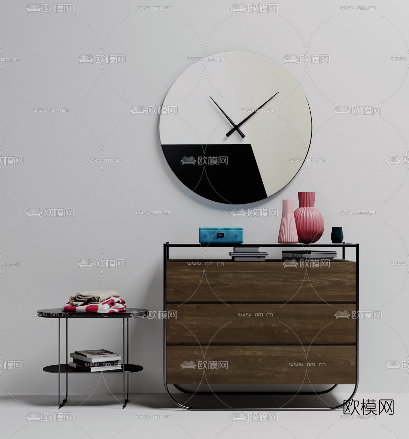现代实木边柜3d模型