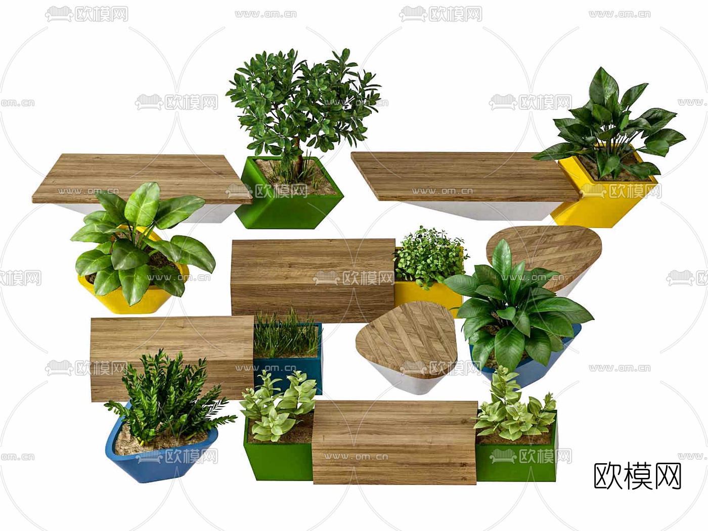 现代植物栽培公用椅3d模型