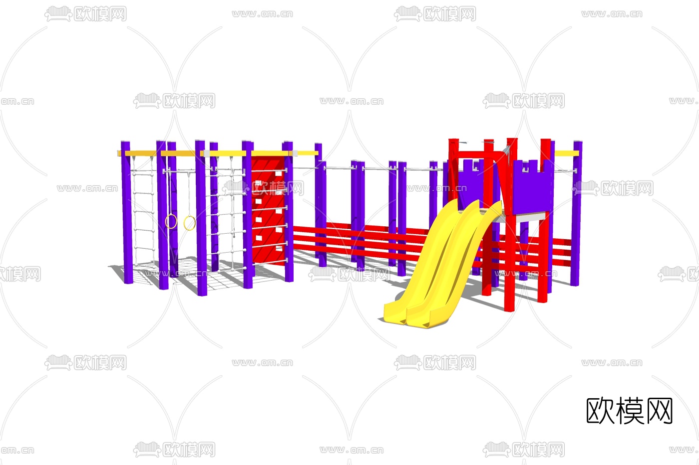 现代儿童滑梯su模型下载