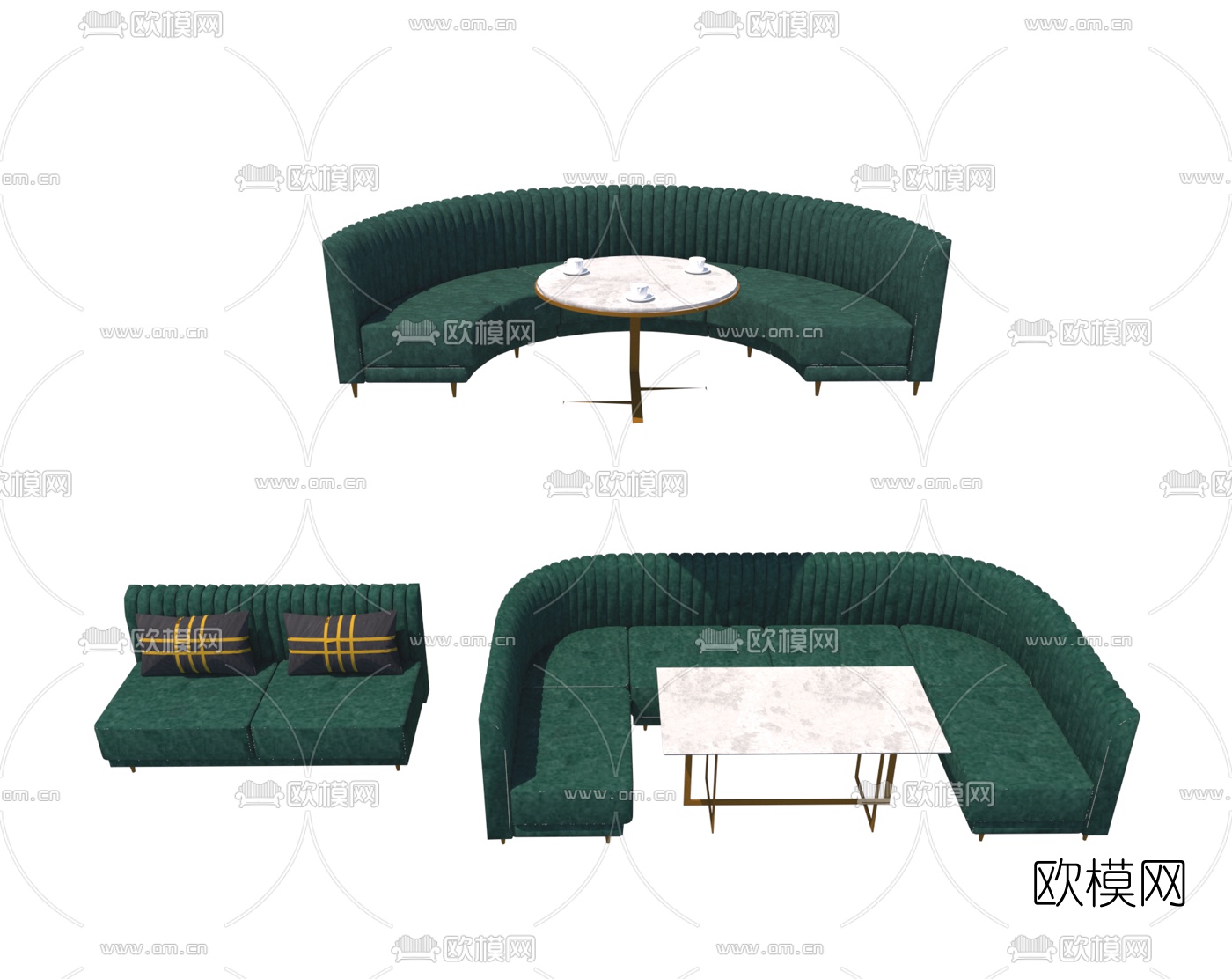 后现代布艺多人沙发su模型下载