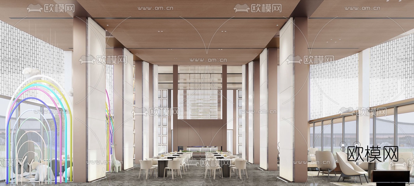 现代轻奢售楼处3d模型下载（渲染图1）