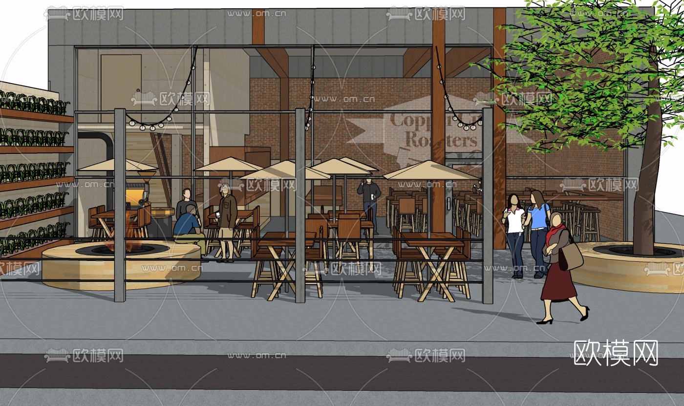 现代咖啡厅免费su模型下载