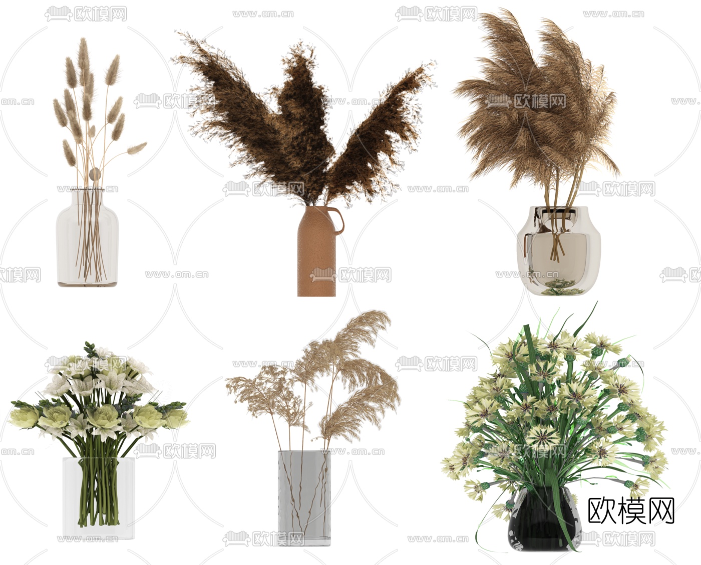 现代花瓶插花3d模型下载