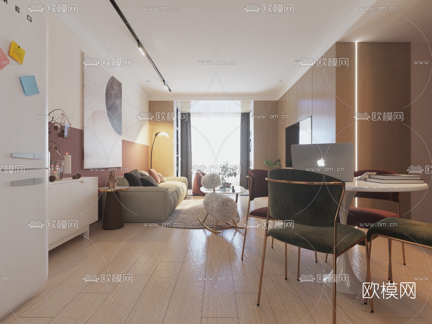 现代简约客厅餐厅3d模型