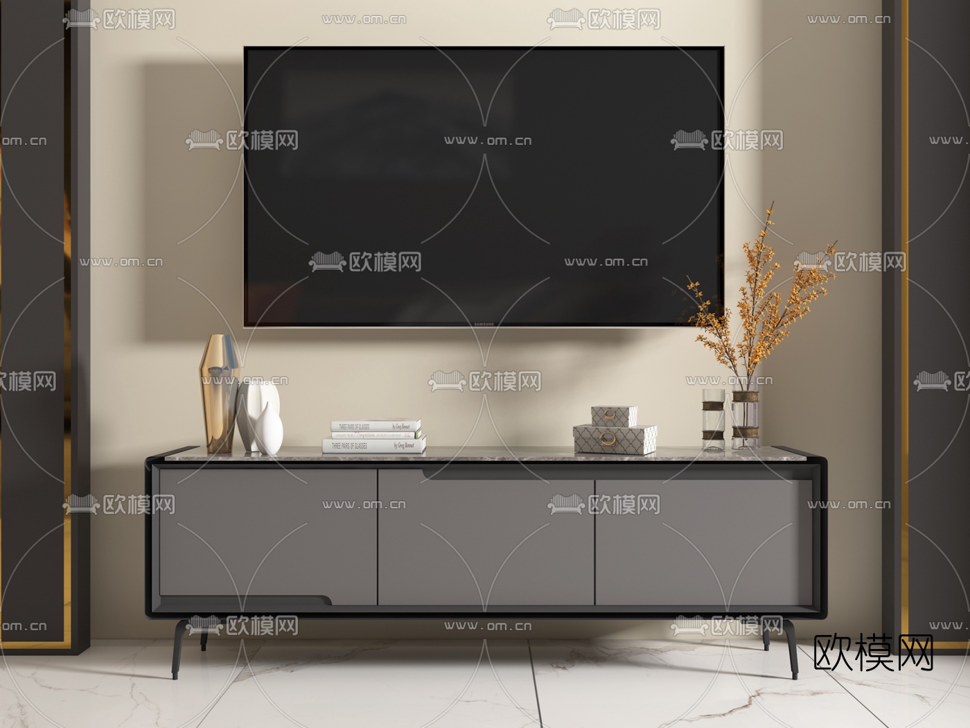 后现代电视柜3d模型下载