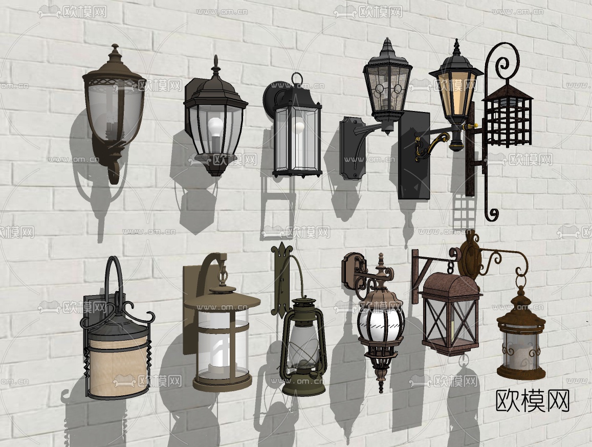 欧式铁艺壁灯su模型下载（渲染图1）