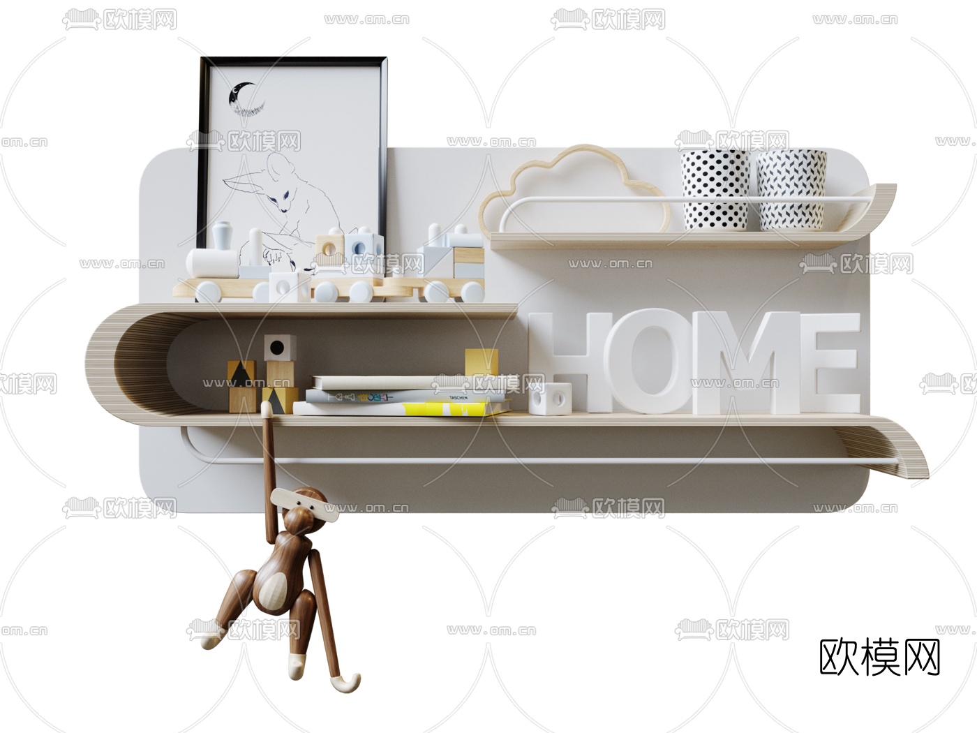 现代儿童储物柜3d模型下载