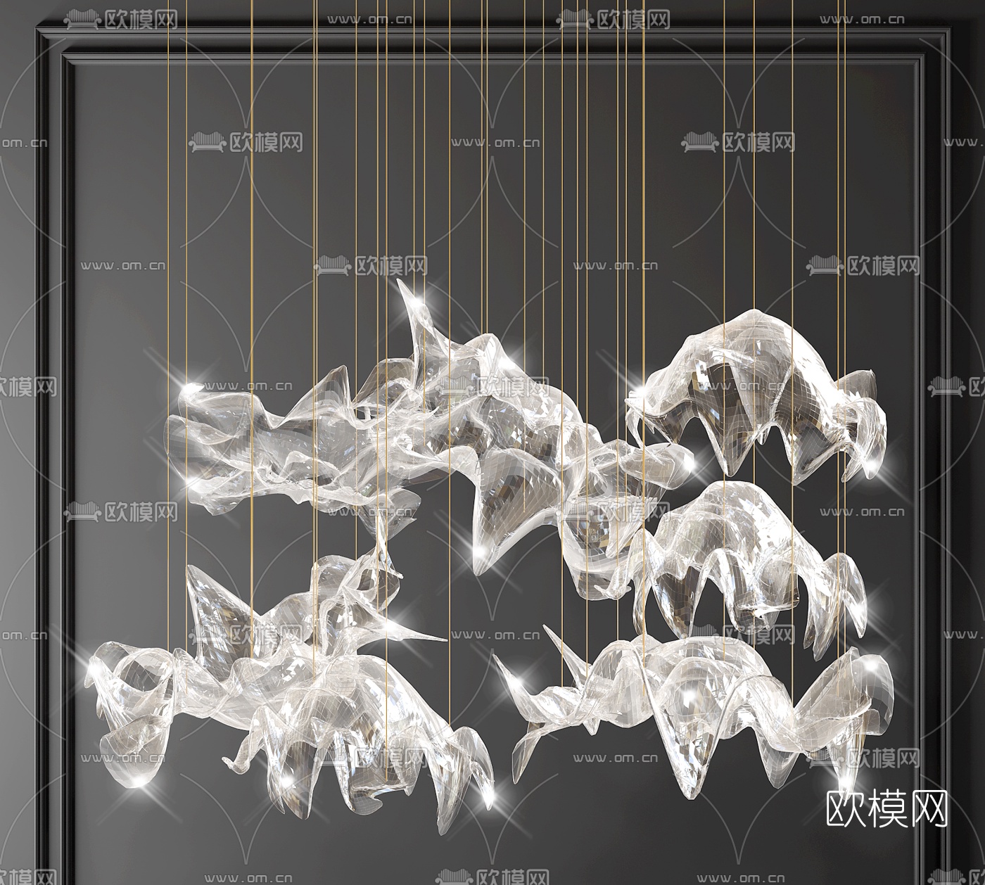 现代轻奢水晶装饰吊灯3d模型