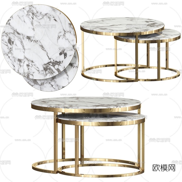 现代大理石圆形茶几3d模型下载