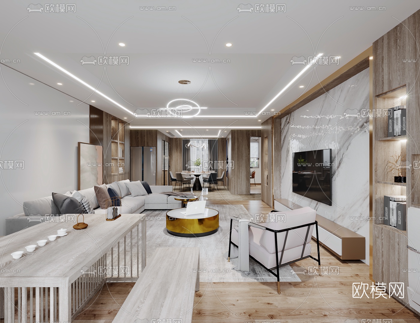 北欧客厅餐厅3d模型