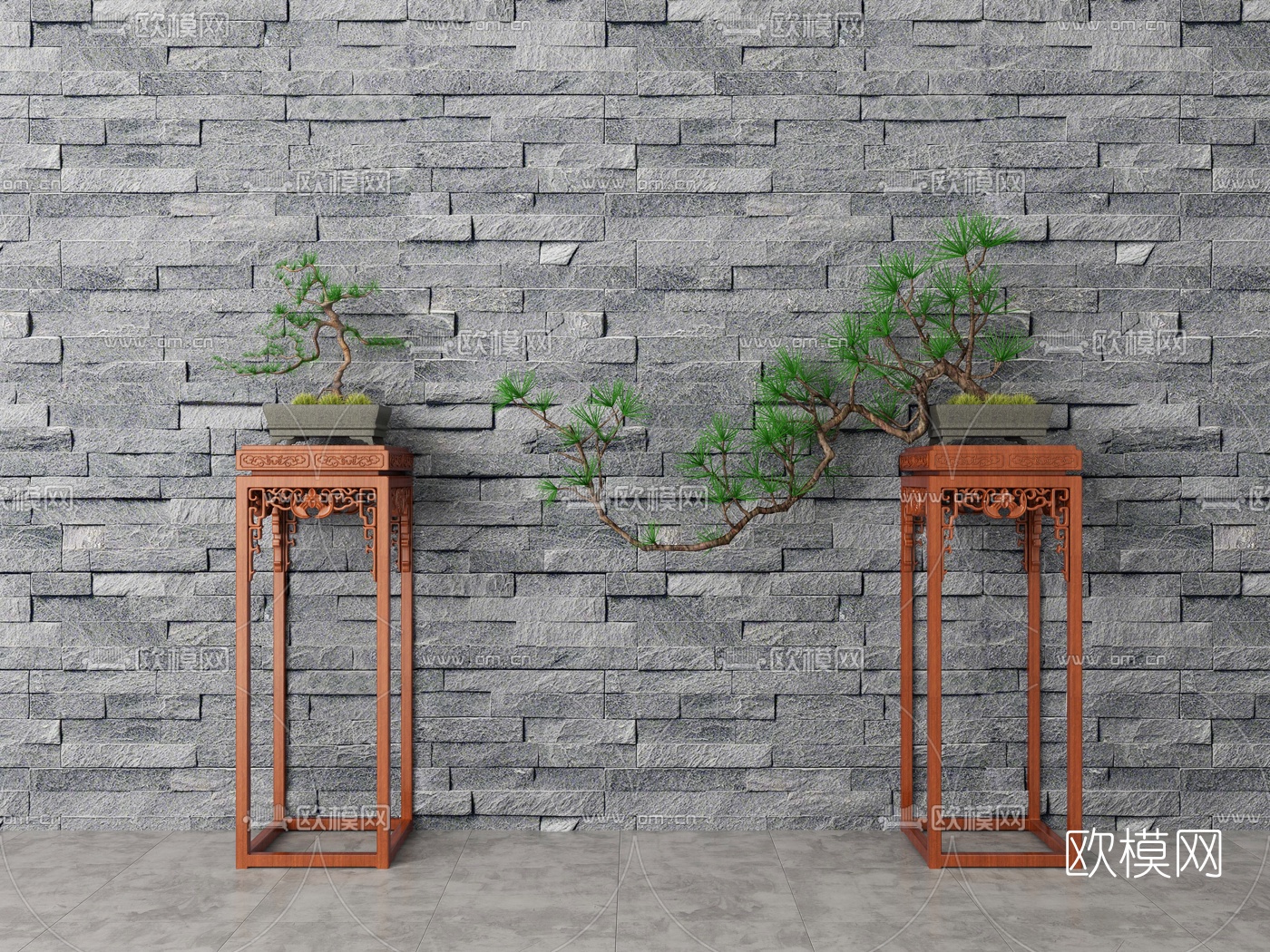 现代松树盆栽园艺小品3d模型下载（渲染图5）