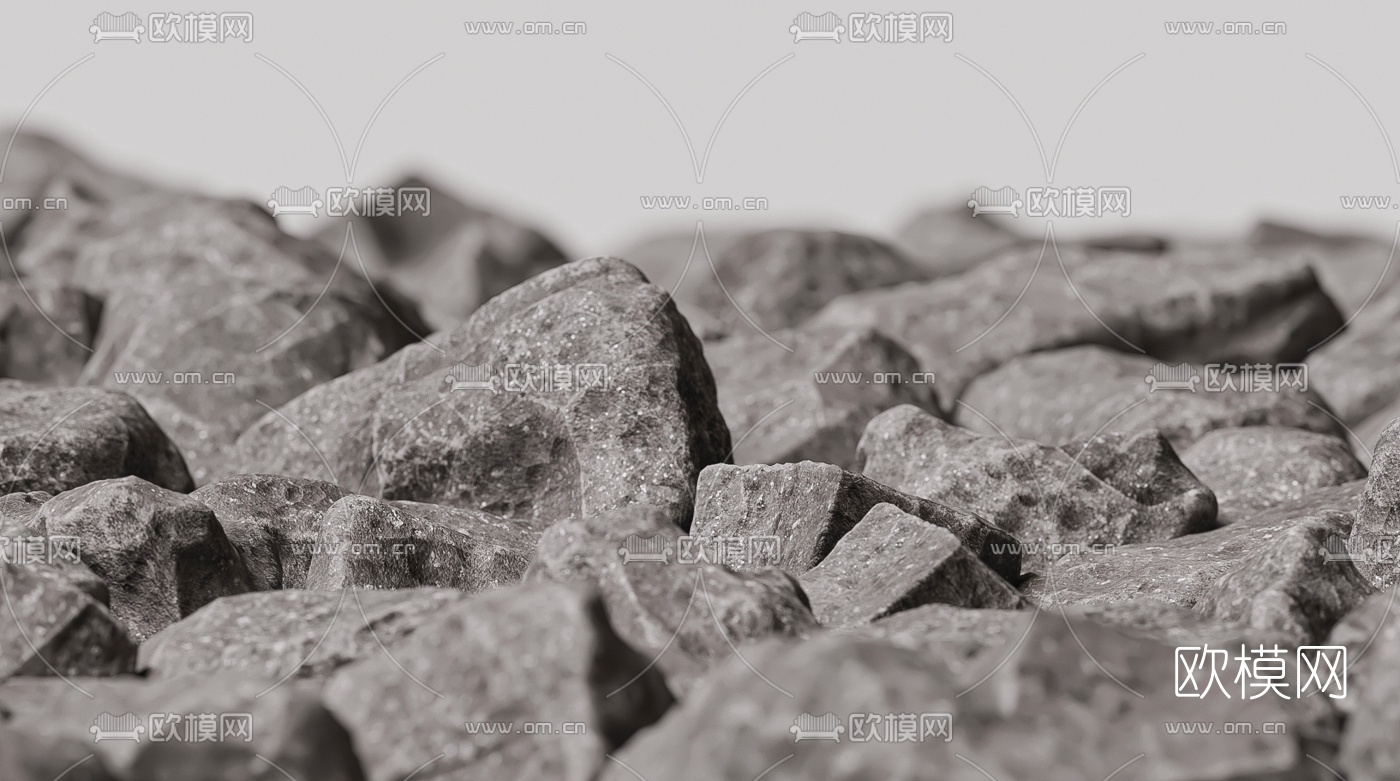 现代石头石块3d模型下载（渲染图2）