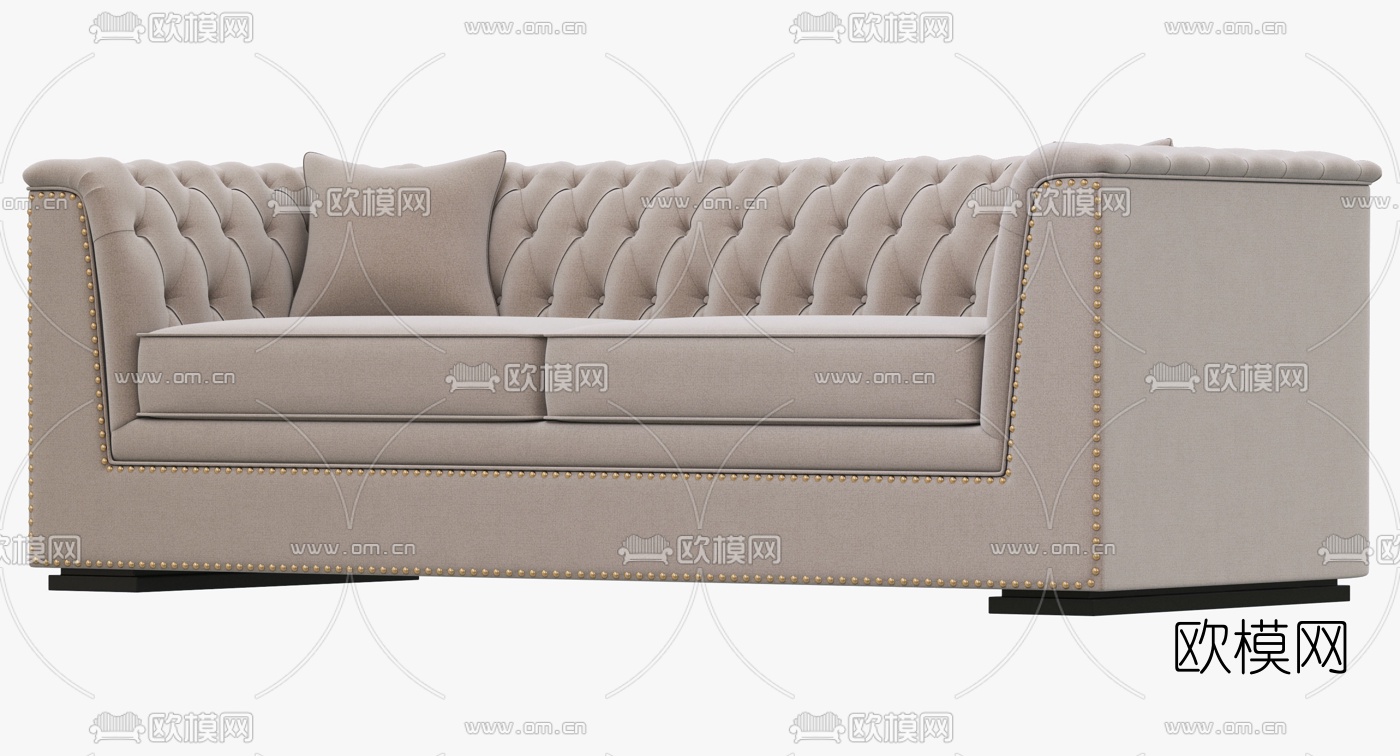 简欧布艺双人沙发3d模型下载（渲染图4）