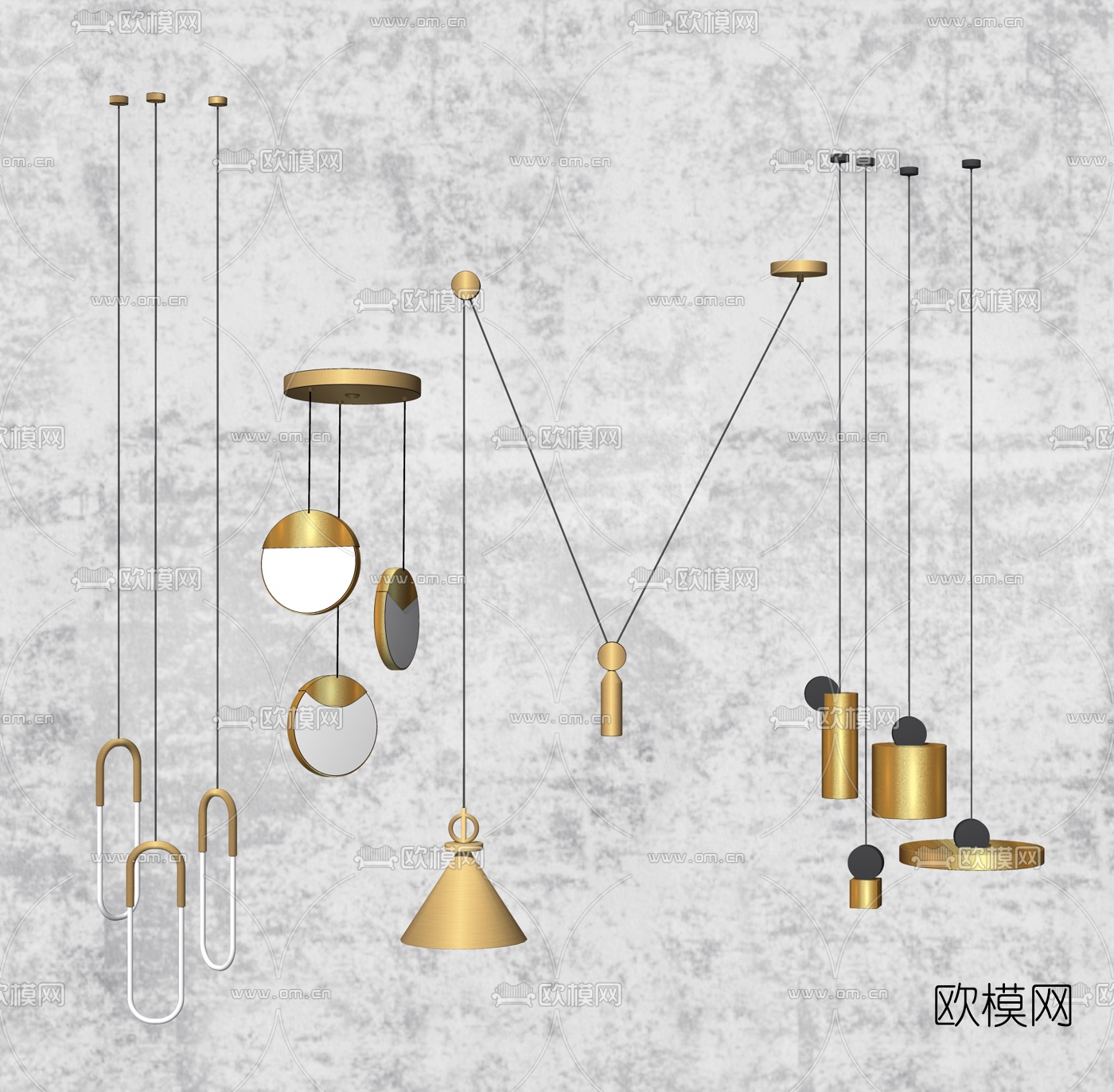 北欧轻奢吊灯su模型下载