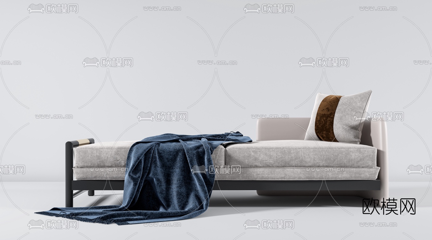 新中式布艺贵妃椅3d模型