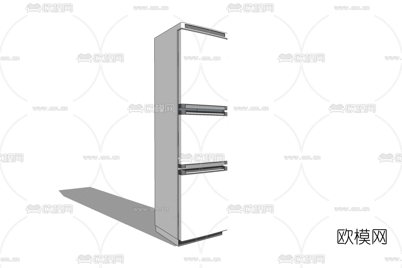 现代单开门冰箱免费su模型下载